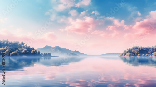 Calming lake meditation background still waters reflection  wallpaper  copy space  background