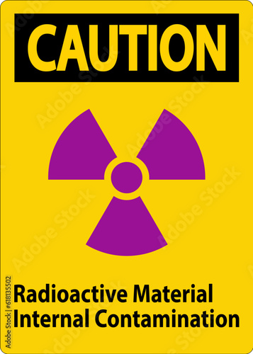 Caution Radiation Sign Radioactive Material Internal Contamination