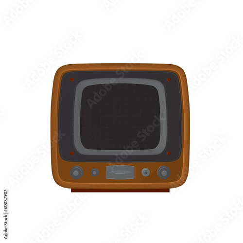 Retro polygonal orange Vector Television, TV vector Illustration. Vector of the square TV.