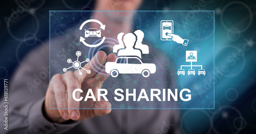 Fotografía Man touching a car sharing concept
