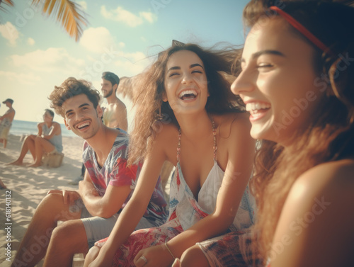 Fête d'été entre amis à la plage