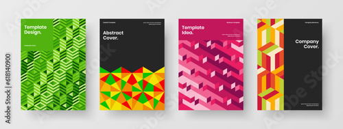 Amazing geometric pattern poster template composition. Premium banner A4 vector design layout collection.