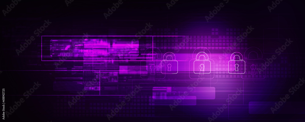Obraz premium 2d illustration Safety concept: Closed Padlock on digital background