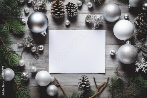 Christmas card with space to write, Christmas decor, digital illustration. Generative AI