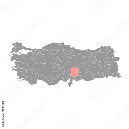 Kahramanmaras province map, administrative divisions of Turkey. Vector illustration. photo