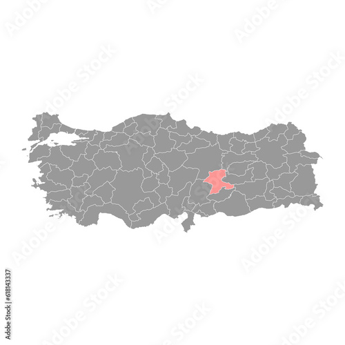 Malatya province map, administrative divisions of Turkey. Vector illustration. photo