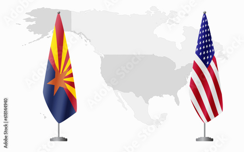 Arizona US and USA flags for official meeting