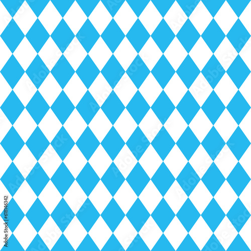 Oktoberfest diamond seamless pattern for wrapping paper, tablecloth. Octoberfest texture with blue rhombuses. Germany traditional wallpaper. Bavarian background. Vector color illustration.