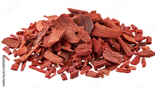 Red Sandalwood incense chips, isolated on transparent background. Sanderswood, rubywood or red saunders. photo