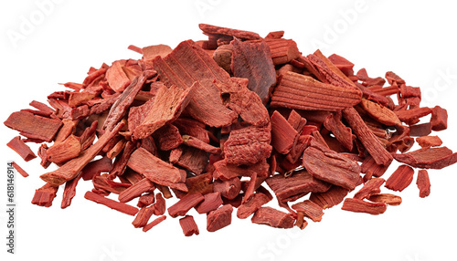 Foto Red Sandalwood incense chips, isolated on transparent background