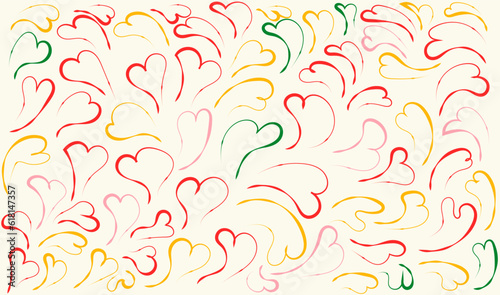 colorful hand drawn children's love doodle pattern