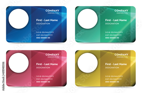 Identification card multicolored template set vector