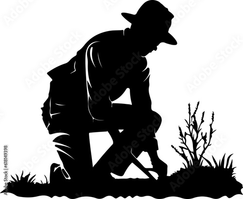 Planting tree illustration silhouette
