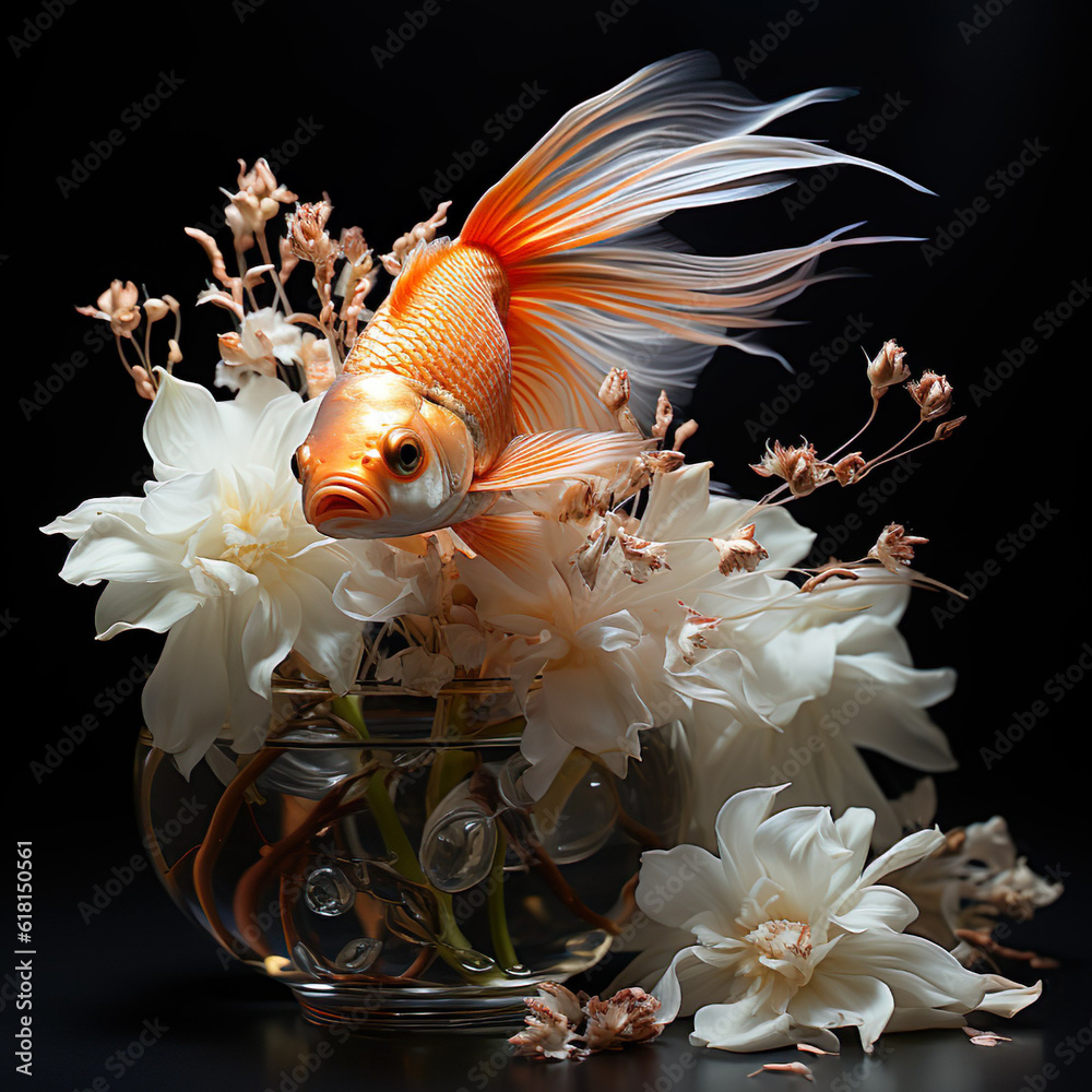 Picture of goldfish in aquarium Stock Illustration | Adobe Stock