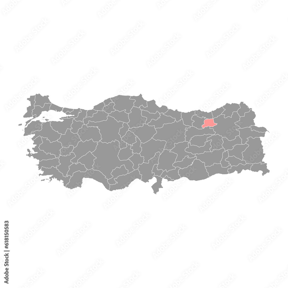 Bayburt province map, administrative divisions of Turkey. Vector illustration.