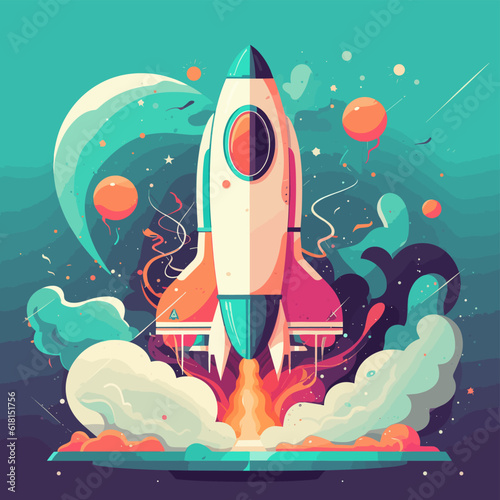 Rocketship launch illustration
