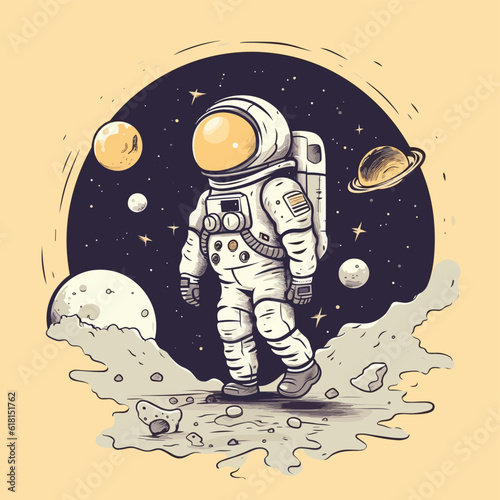 Astronaut walking on the moon