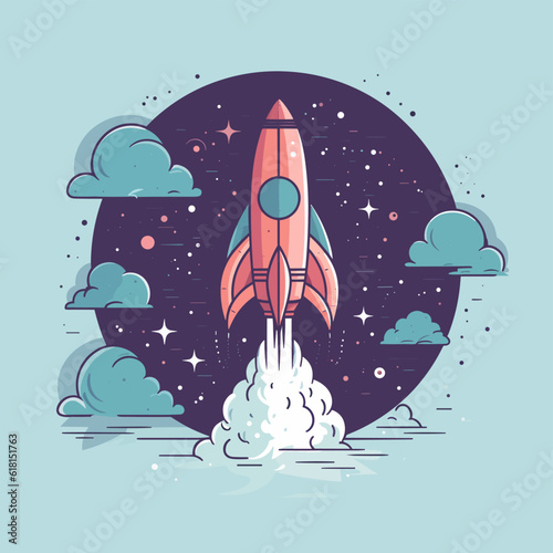 Rocketship launch illustration