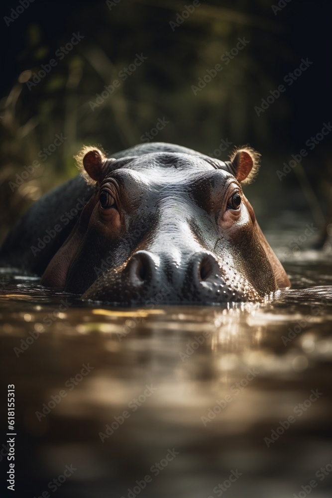Fototapeta premium Hippopotamus in natural habitat