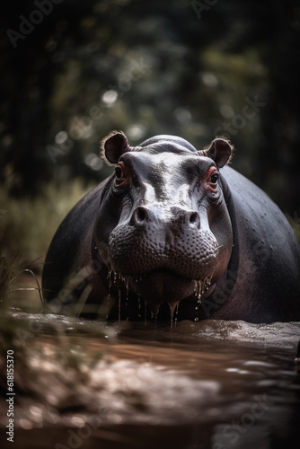 Hippopotamus in natural habitat