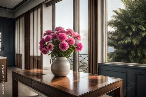 living room with flowers