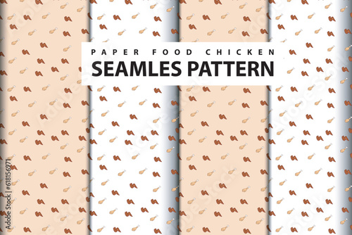Fried Chicken Seamless Pattern vector isolated scarf repeat wallpaper suitable for food wrap, food paper and take away box isolated in pastel colors