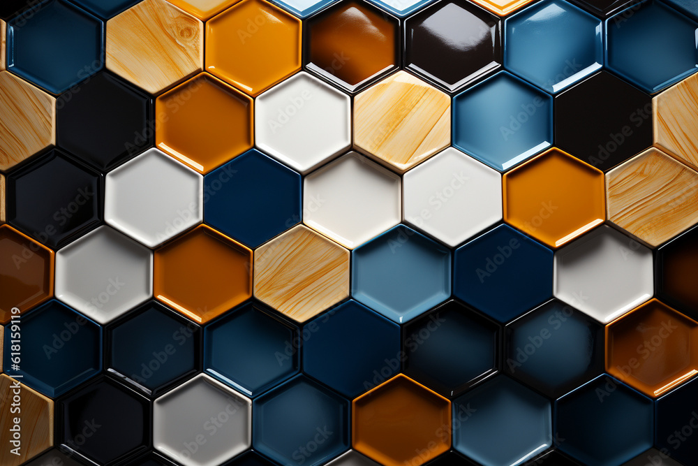 Geometric Hexagon: A contemporary hexagonal tile pattern with geometric shapes, types of tiles background, textures Generative AI Geometric Hexagon: A contemporary hexagonal tile pattern with geometric shapes, types of tiles background, textures Generative AI