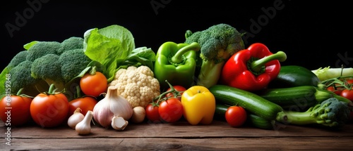 vegetables on on a black background