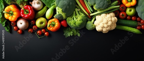 vegetables on a black background