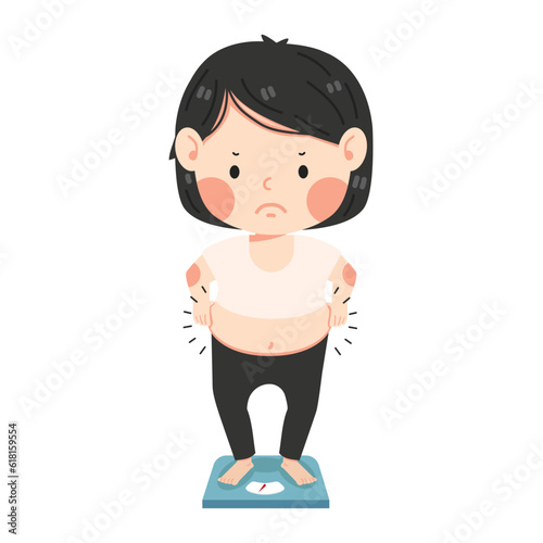 Fat girl weighing scale weight