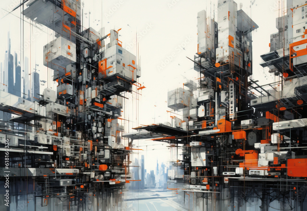 Abstract city. artistic background. generative AI