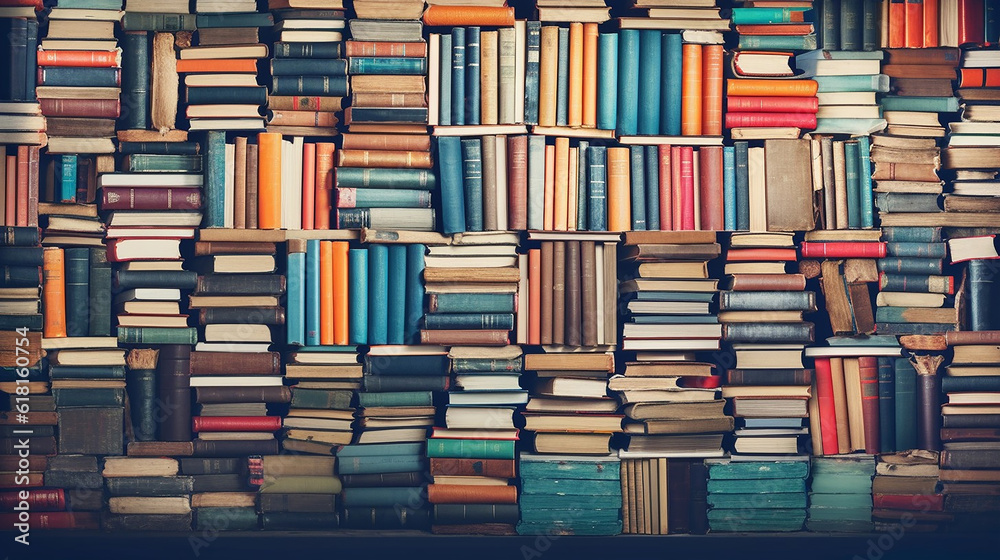 ai generative pattern background with a lot of old books ai generative pattern background with a lot of old books