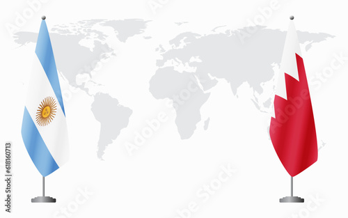 Argentina and Bahrain flags for official meeting
