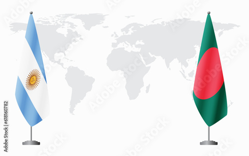 Argentina and Bangladesh flags for official meeting