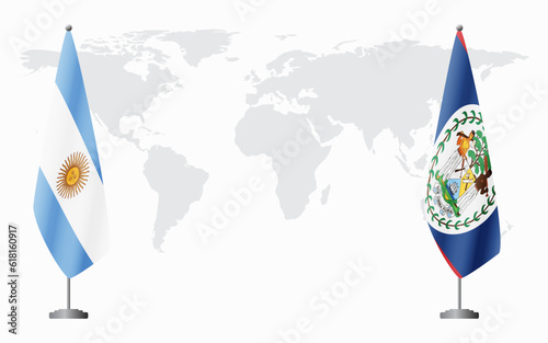 Argentina and Belize flags for official meeting