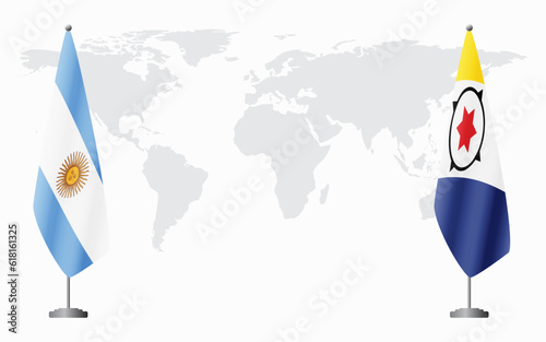 Argentina and Bonaire flags for official meeting