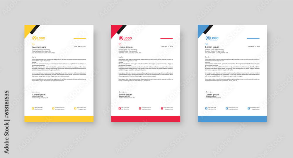 Modern Creative Letterhead Template Design Vector and Company Letterhead Template Design, Business Style Corporate Identity Letter. letterhead templates