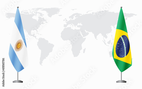 Argentina and Brazil flags for official meeting
