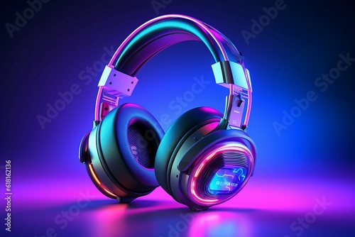  An AI generated illustration of A pair of black headphones placed one on top of the other on a white background