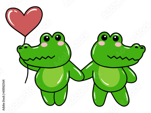 Crocodile Cartoon Cute for Valentines Day
