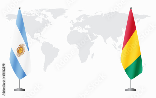 Argentina and Guinea flags for official meeting
