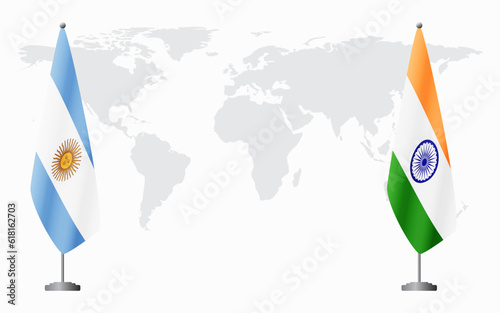 Argentina and India flags for official meeting