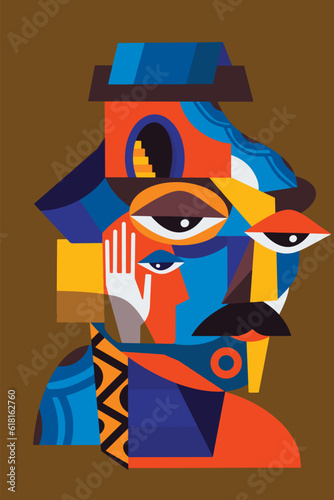 Cubism Illustration Potrait Vector
