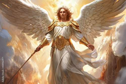 Foto Graphic and biblical representation of the Archangel Michael