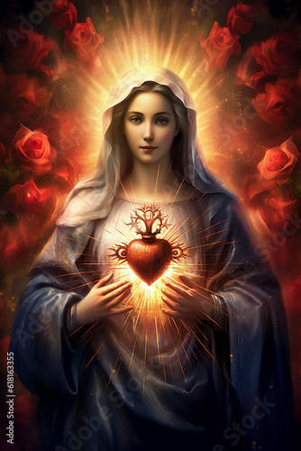 Immaculate Heart of the Holy Mary. AI generativ.