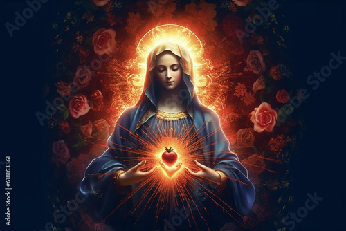 Immaculate Heart of the Holy Mary. AI generativ. photo