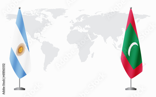 Argentina and Maldives flags for official meeting