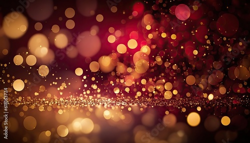 red and gold glitter, bokeh, background texture, Generative ai