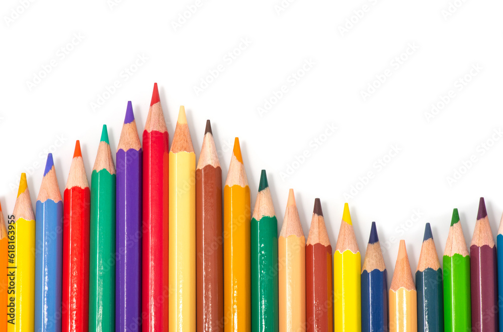 colored pencils on white background colored pencils on white background