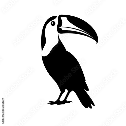 Vector illustration of a black silhouette toucan
